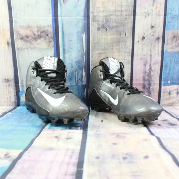 Nike Alpha Strike 2 Gray Black Leather Lace-up Football Cleats Size 14 - Picture 3 of 9